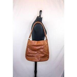 Antik Kraft Braided Handle Hobo Bag Shoulder Bag Purse Brown Faux Leather Tassel